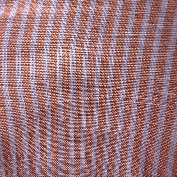 J.CREW LINEN POPOVER V-NECK TUNIC TOP ORANGE SHERBET WHITE STRIPE SIZE XL - Picture 6 of 6
